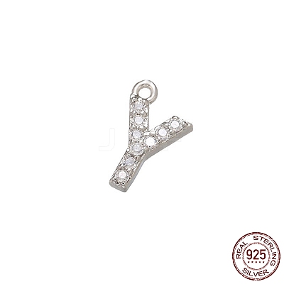 Real Platinum Plated Rhodium Plated 925 Sterling Silver Micro Pave Clear Cubic Zirconia Charms STER-P054-10P-Y-1