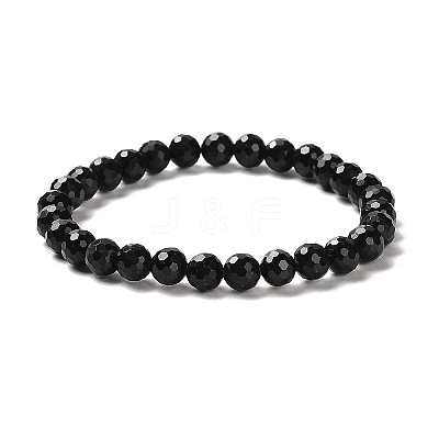 Natural Black Tourmaline Beaded Stretch Bracelets BJEW-K233-01A-03-1