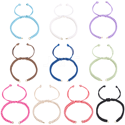 10Pcs 10 Colors Korean Waxed Polyester Cord Braided Bracelet Making AJEW-SC0031-87-1