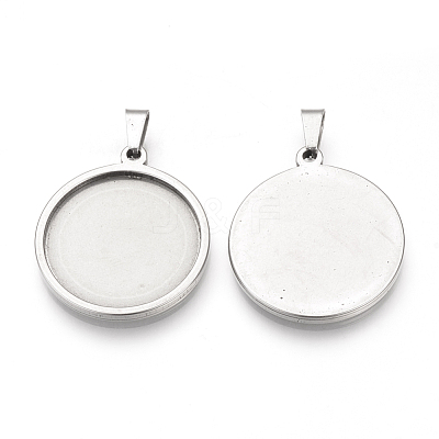 Tarnish Resistant 201 Stainless Steel Pendant Cabochon Settings X-STAS-S073-06P-1