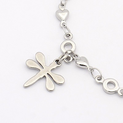 Tarnish Resistant 316 Surgical Stainless Steel Dragonfly Charms Bracelets X-BJEW-J107-40-1