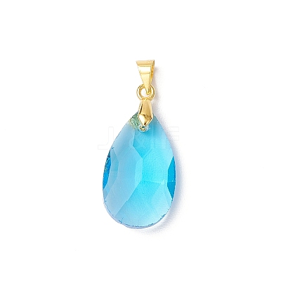 10Pcs 5 Colors Faceted Teardrop Glass Pendants PALLOY-JF03737-01-S-1