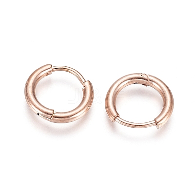 304 Stainless Steel Huggie Hoop Earrings EJEW-G272-02-8mm-RG-1
