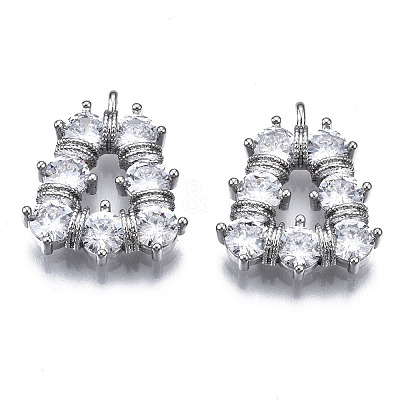 Brass Inlaid Clear Cubic Zirconia Pendants ZIRC-S069-025P-1