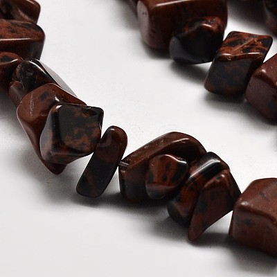Chip Natural Mahogany Obsidian Beads Strands G-N0134-25-1