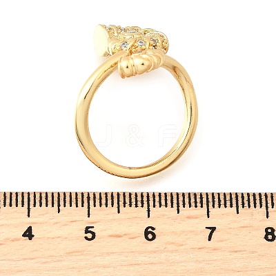 Ocean Theme Brass Micro Pave Cubic Zirconia Cuff Rings for Women RJEW-F184-17G-G-1