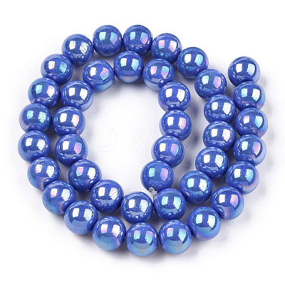 Electroplate Opaque Glass Beads Strands GLAA-T032-P8mm-AB11-1