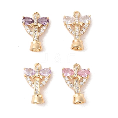 Golden Brass Micro Pave Cubic Zirconia Fold Over Clasps KK-B100-037G-1