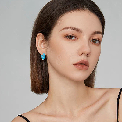 5 Pairs 5 Color 316 Stainless Steel Enamel Ring Hoop Earrings EJEW-DC0001-39B-1