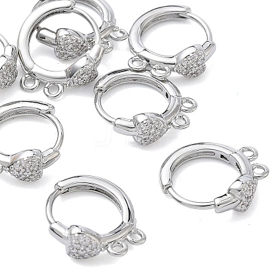 SHEGRACE Brass Micro Pave Clear Cubic Zirconia Hoop Earrings Findings XGR0153P-92P-1