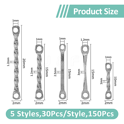 150Pcs 5 Styles 304 Stainless Steel Connector Charms STAS-DC0016-22-1
