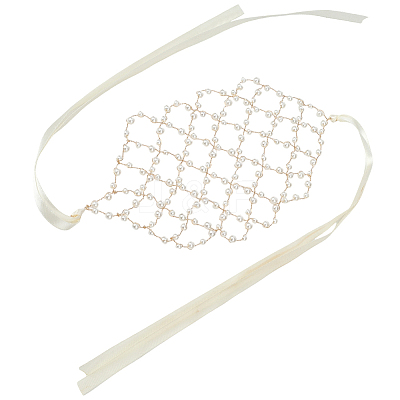 Plastic Imitation Pearl and Polyester Mesh Headbands AJEW-WH20080-60A-1
