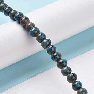 Handmade Fancy Antique Glazed Porcelain Ceramic Round Beads Strands X-PORC-L019-6mm-11-1