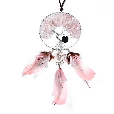 Natural Rose Quartz Big Pendants G-T133-15E-1