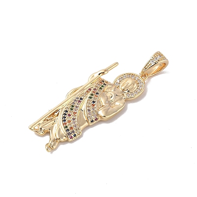Brass Clear Cubic Zirconia Pendants KK-Z050-03G-07-1
