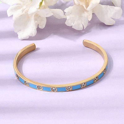 304 Stainless Steel Pave Clear Cubic Zirconia Open Cuff Bangles for Women SA-CBAC920-16G-1