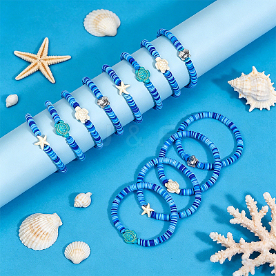 16Pcs 4 Style Handmade Polymer Clay Bead Bracelets BJEW-DR00020-1