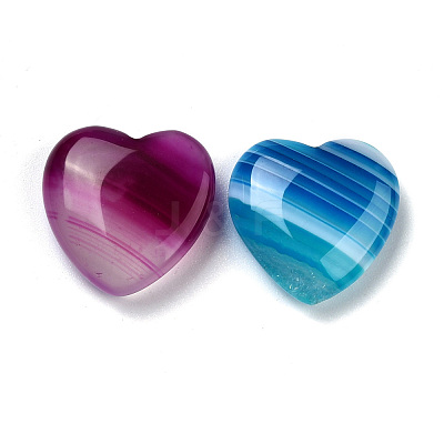 Natural Banded Agate/Striped Agate Dyed & Heated Heart Love Stone G-Z020-14-1