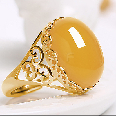 Oval Natural Chalcedony Finger Rings WG05C38-02-1