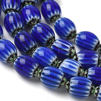 Handmade Millefiori Glass Oval Bead Strands LK-Z001-01A-02-1