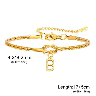 304 Stainless Steel Initial Charm Bracelets FS-WGD8E41-10-1