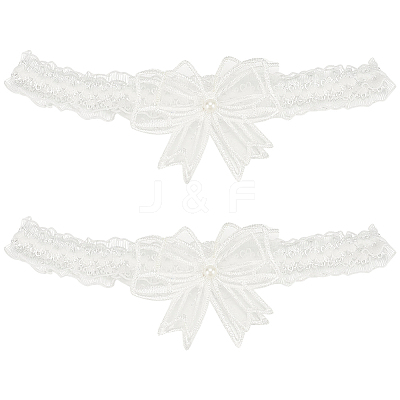 Polyester Lace Elastic Bridal Garters AJEW-WH0007-29-1