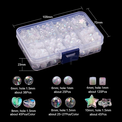 Eco-Friendly Transparent & Opaque Poly Styrene Acrylic Beads Set DIY-YW0005-04-1