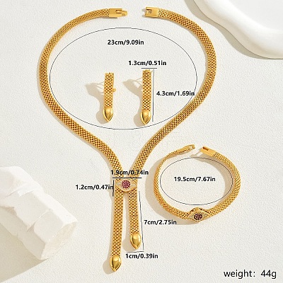 European Style Iron Lariat Necklace & Link Bracelet & Dangle Stud Earring Sets for Women DM3928-1