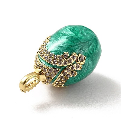 Rack Plating Brass Micro Pave Cubic Zirconia Enamel Pendants KK-M230-10G-1