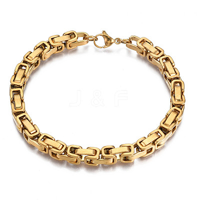 Ion Plating(IP) 201 Stainless Steel Byzantine Chain Bracelets BJEW-S057-89A-01-1