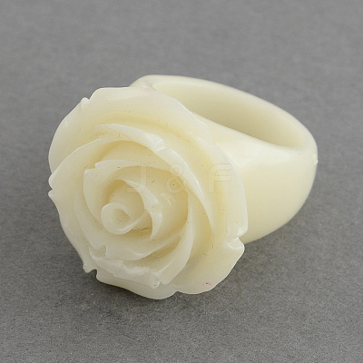 Rose Flower Synthetic Coral Rings RJEW-S019-M-1
