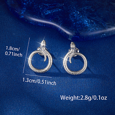 Anti-Tarnish Snake Shape Rhodium Plated 925 Sterling Silver Stud Earring ZD1642-1-1