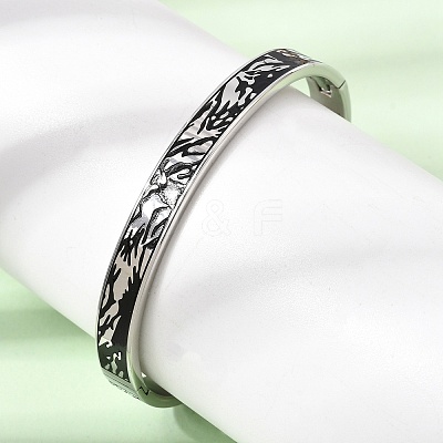 304 Stainless Steel Black Enamel Skin Print Hinged Cuff Bangles for Women SA-CBAC920-04P-1