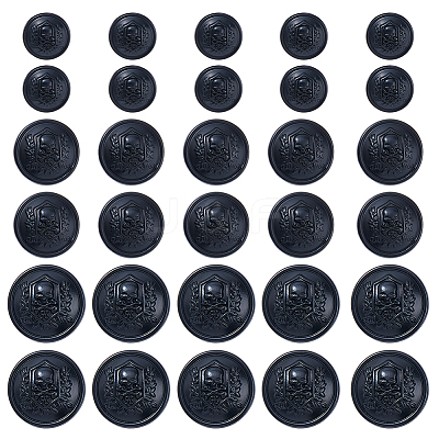 30Pcs 3 Styles Skull with Flat Round Alloy Shank Buttons BUTT-FH0001-038EB-1