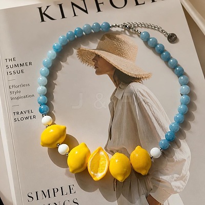 Glass & Resin Fruit Beaded Necklaces for Women WG91F17-02-1