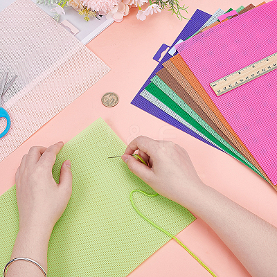 10Pcs 10 Colors Plastic Canvas Sheets for Embroidery DIY-AR0004-72-1