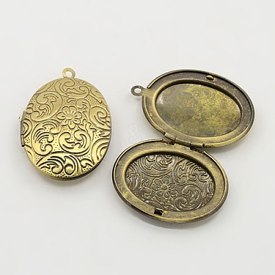 Brass Locket Pendants X-ECF133-1AB-1