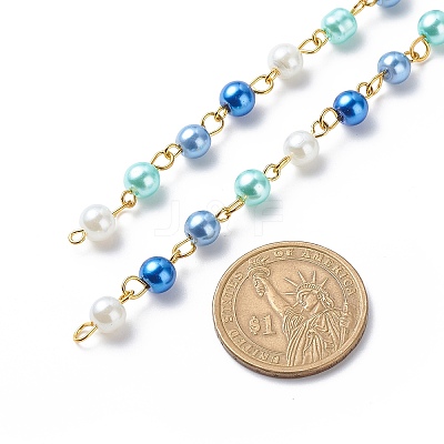 Handmade Glass Pearl Round Beaded Chains AJEW-SZ0002-40B-1