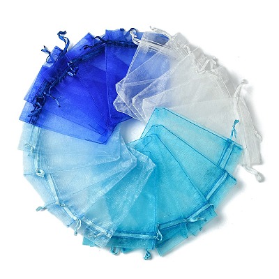 40Pcs 4 Colors Organza Bags Jewellery Storage Pouches Wedding Favour Party Mesh Drawstring Gift OP-FS0001-03B-1
