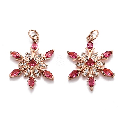 Brass Cubic Zirconia Pendants ZIRC-O044-02E-RG-1