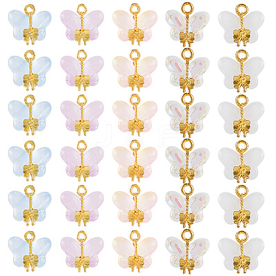 30Pcs 5 Colors Glass Pendants GLAA-SC0002-58-1