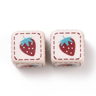 Opaque Printed Acrylic Beads MACR-C007-01H-1
