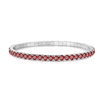 925 Sterling Silver Micro Pave Cubic Zirconia Stretch Bracelets for Women STER-D307-01P-08-1