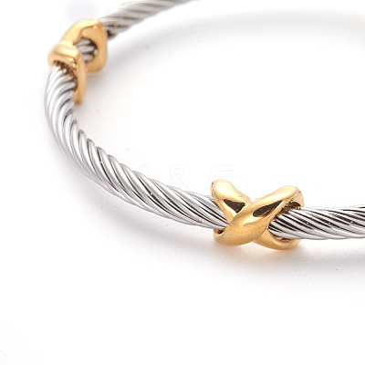 304 Stainless Steel Cuff Bangles BJEW-L642-34GP-1