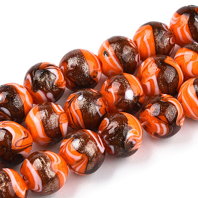 Handmade Gold Sand Lampwork Beads LAMP-N028-001G-1