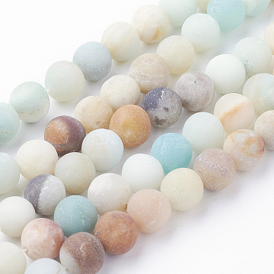 Natural Flower Amazonite Bead Strands G-G735-61F-8mm-1