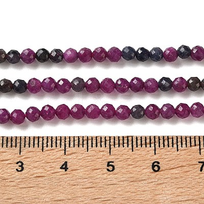 Natural Red Corundum/Ruby and Sapphire Beads Strands G-Z150-A03-3mm-1