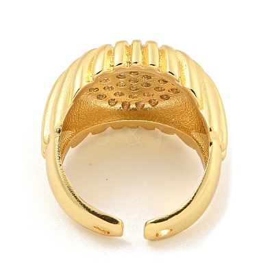 Clear Cubic Zirconia Round Wide Open Cuff Ring RJEW-L121-006G-1