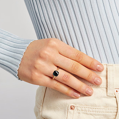Square 304 Stainless Steel with Glass Finger Rings FS-WG8AAFA-46-1