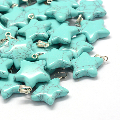Star Dyed Synthetic Turquoise Pendants G-Q367-13-1